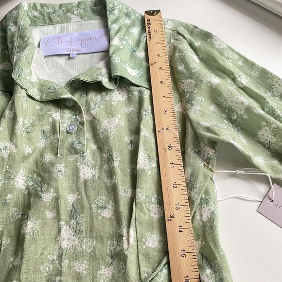 Kelli Heppner Collection Dress Size Large The Floral Print Midi Absinth Green - Picture 6 of 10